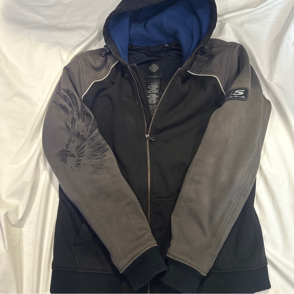 Harley-Davidson Black and Gray Jacket with Blue Lining
